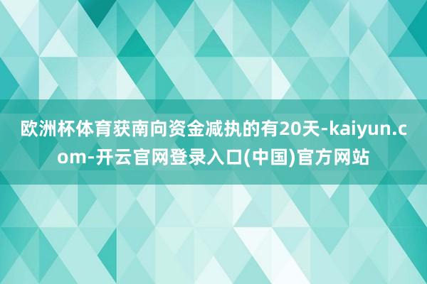 欧洲杯体育获南向资金减执的有20天-kaiyun.com-开云官网登录入口(中国)官方网站